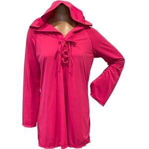 UV Skinz Women’s Hooded Beach Cover-Up Sz L Pink #195X